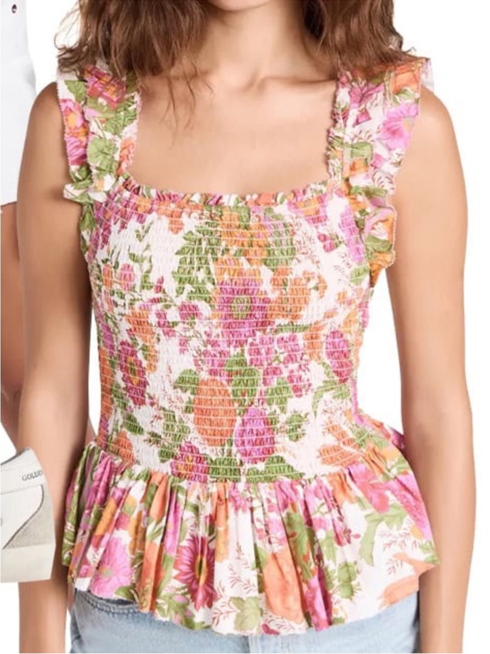 Love the label Josephina smocked floral print peplum top